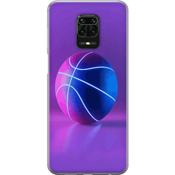 Kompatibel Mobilcover til Xiaomi Redmi Note 9S Basketballplakat neon basketball sport glødende lilla blå retrobane atlet sportsdesign kunst