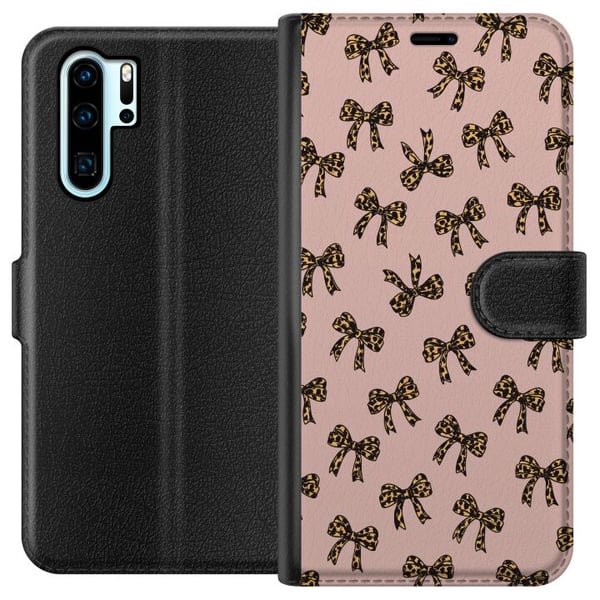 Yhteensopiva Lompakkokotelo Huawei P30 Pro Leopardikuvioiset rusetit vaaleanpunainen tausta muoti tyttömäinen söpö retrokuvio muoti kuvio tyylikäs si