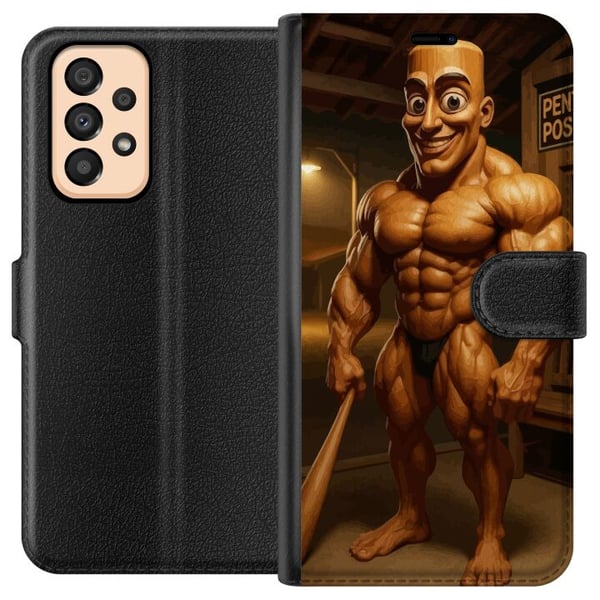 Kompatibelt Lommeboketui til Samsung Galaxy A33 5G Italiensk Brainrot-illustrasjon – Humoristisk trefigur i unik kunststil