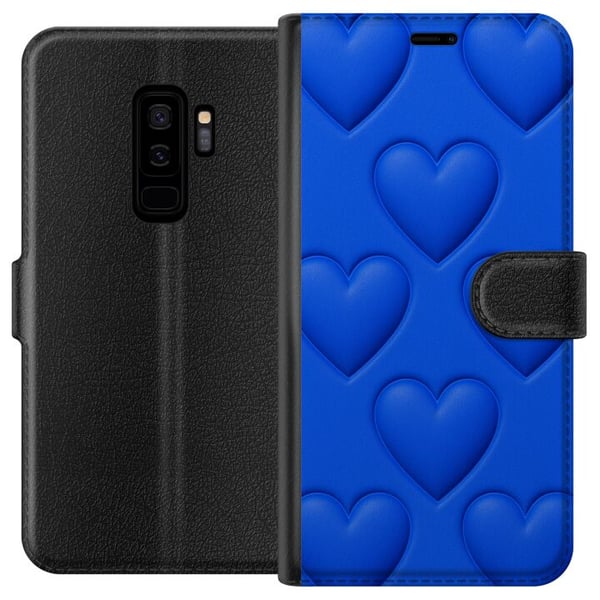 Kompatibelt Plånboksfodral till Samsung Galaxy S9+ Blue Hearts Kompatibelt Plånboksfodral till Samsung Galaxy S9+ Blue Hearts