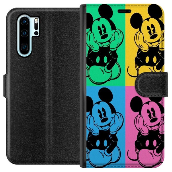 Kompatibel Tegnebogsetui til Huawei P30 Pro Disney Mickey Mouse plakat popkunst farverig tegnefilm retroserie Andy Warhol-stil klassisk figurkunst