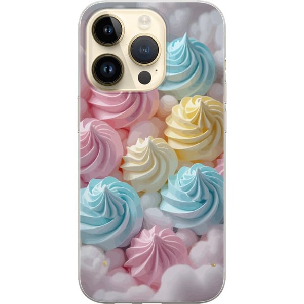 Kompatibelt Mobilskal till Apple iPhone 14 Pro Pastell marängmotiv med candy färger rosa blå och gult söt bakdesign för fikaälskare Kompatibelt Mobilskal till Apple iPhone 14 Pro Pastell marängmotiv med candy färger rosa blå och gult söt bakdesign för fikaälskare