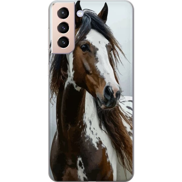 Yhteensopiva Puhelinkuori Samsung Galaxy S21 Häst Djurmotiv Grafisk Design Natur Kraftfullt Motiv