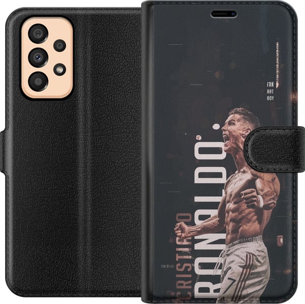 Kompatibel Tegnebogsetui til Samsung Galaxy A33 5G Cristiano Ronaldo Al-Nassr Portugal legendarisk angriber med styrke, hurtighed og en af fodboldens