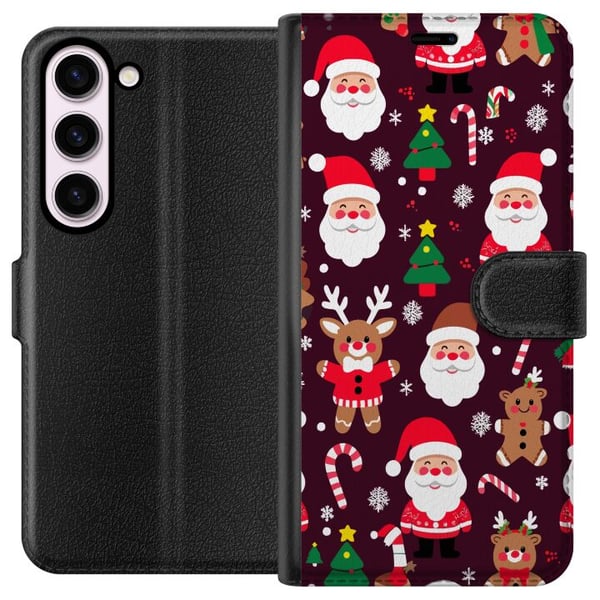 Kompatibelt Lommeboketui til Samsung Galaxy S23 Merry Squad julemønster med nisser, reinsdyr og pepperkaker, søt vinterdesign i tegneseriestil Kompatibelt Lommeboketui til Samsung Galaxy S23 Merry Squad julemønster med nisser, reinsdyr og pepperkaker, søt vinterdesign i tegneseriestil