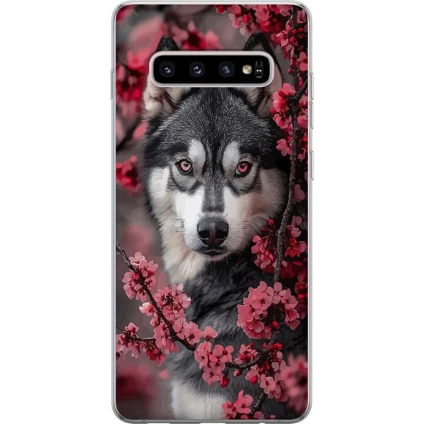 Kompatibelt Mobilskal till Samsung Galaxy S10+ Wolf Red Eyes Animal Fantasy Dark