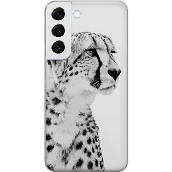 Kompatibelt Mobilskal till Samsung Galaxy S22 5G Stilren svartvit närbild av gepard med lugn blick eleganta markeringar och ädelt uttryck som skapar