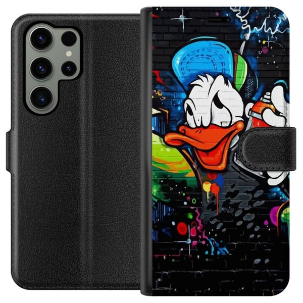 Kompatibelt Lommeboketui til Samsung Galaxy S23 Ultra Kalle Anka Graffiti Disney Design Roligt Barn Motiv