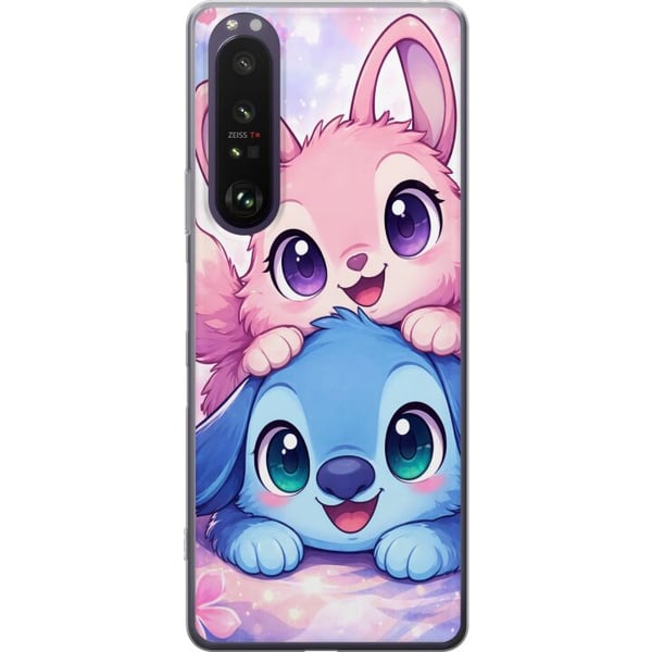 Kompatibel Mobilcover til Sony Xperia 1 III Sød kawaii-illustration med lyserøde og blå fantasidyr, store øjne og bløde farver, perfekt dekoration ti