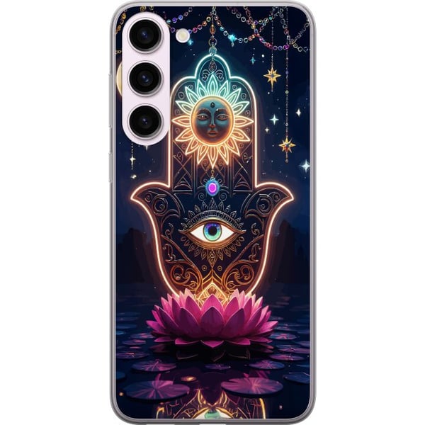 Kompatibel Mobilcover til Samsung Galaxy S23+ Symbolisk håndillustration med øje, blomst og lys Kompatibel Mobilcover til Samsung Galaxy S23+ Symbolisk håndillustration med øje, blomst og lys