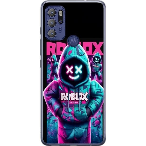 Kompatibel Mobilcover til Motorola Moto G60S Roblox Hoodie Legend Mystisk Roblox-figur i blå hættetrøje med futuristisk neonlys