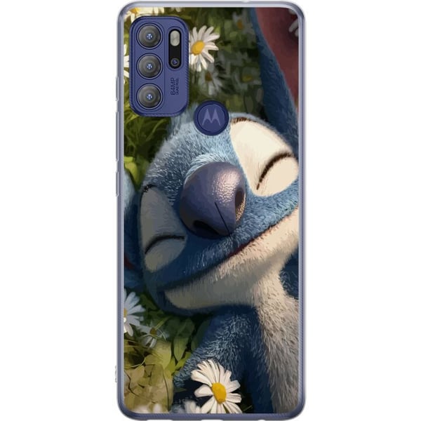 Kompatibel Mobilcover til Motorola Moto G60S Drilsk blåt fantasivæsen mod mørk baggrund humoristisk udtryk