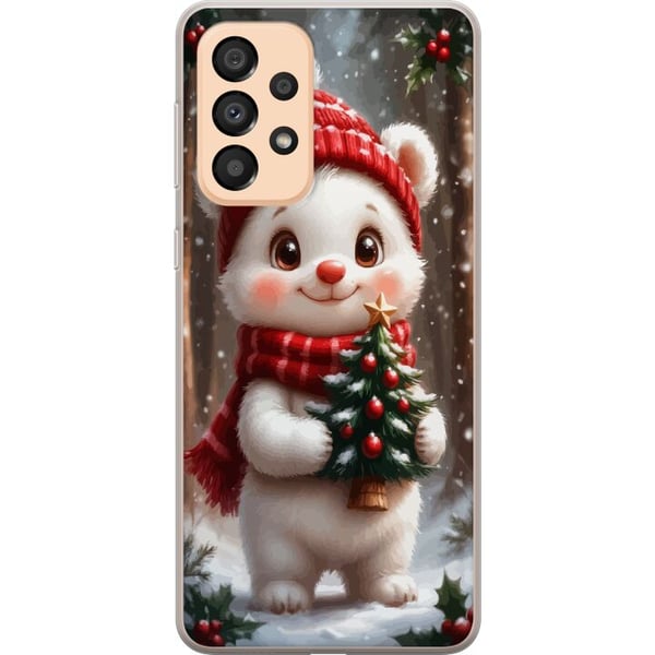 Yhteensopiva Puhelinkuori Samsung Galaxy A33 5G Joulukarhu punainen pipo suloinen karhu pieni kuusi kawaii kodikas talvi metsä juhlava joulu taidejul