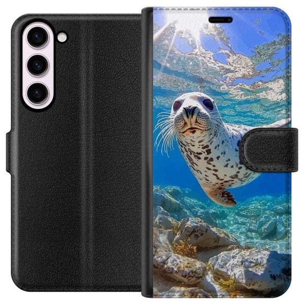 Yhteensopiva Lompakkokotelo Samsung Galaxy S23+ Säl Hav Simmande Djurmotiv Natur Vattenmotiv Blå Design