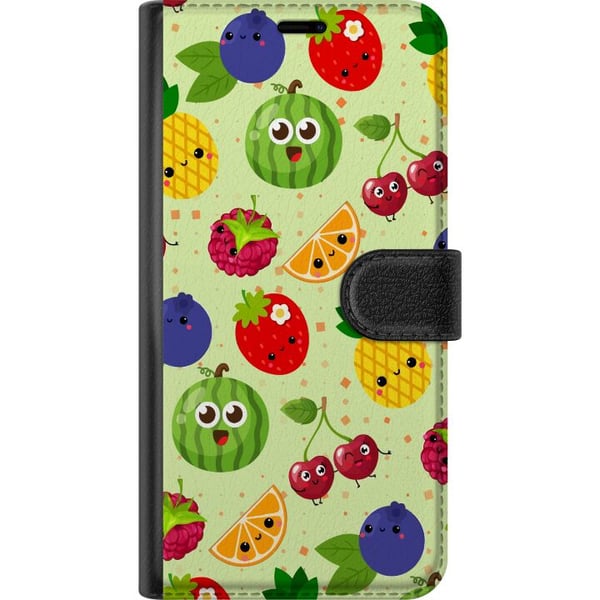 Kompatibelt Lommeboketui til Apple iPhone 13 mini Fruktmønster med ananas, melon og kirsebær, fargerikt design som sprer glede og sommerenergi