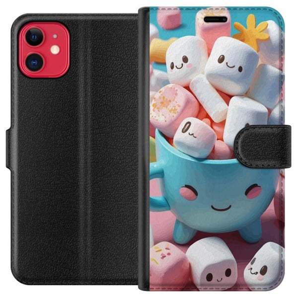 Kompatibel Tegnebogsetui til Apple iPhone 11 Kawaii marshmallow smile kawaii-design med søde figurer i kop, farverig og glad stil Kompatibel Tegnebogsetui til Apple iPhone 11 Kawaii marshmallow smile kawaii-design med søde figurer i kop, farverig og glad stil