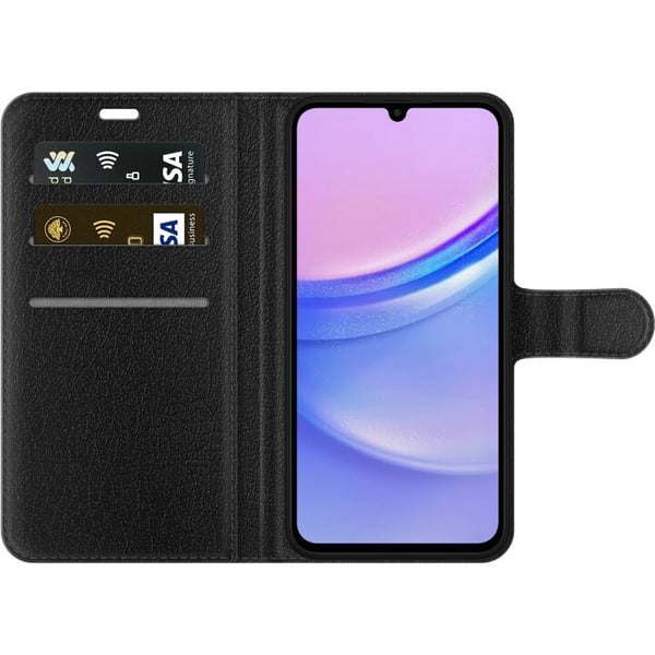Kompatibelt Plånboksfodral till Samsung Galaxy A15 5G Stitch Disney blå alien Lilo and Stitch kawaii character night sky stjärnhimmel cute cartoon ar