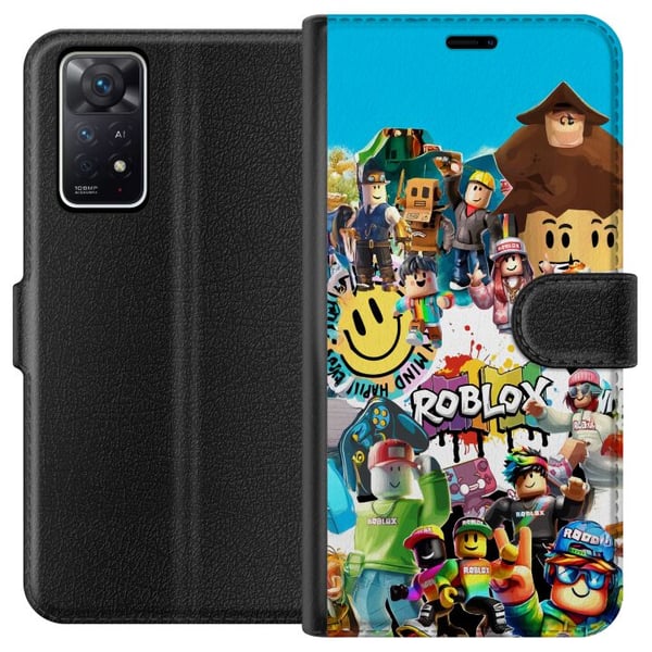 Kompatibelt Plånboksfodral till Xiaomi Redmi Note 11 Pro 5G Roblox Party färgglatt motiv med spelkaraktärer och gamingenergi för alla fans