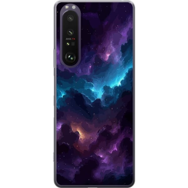Kompatibelt Mobildeksel til Sony Xperia 1 III Kosmisk tåke med dype lilla og blå skyer, glødende lysåpninger, stjerneprikker og romfølelse som skaper