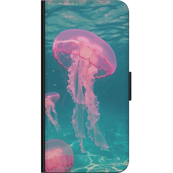 Kompatibelt Lommeboketui til Samsung Galaxy A03s Rosa maneter i klart blått hav magisk undervannsdesign med rolig drømmende følelse og pastellskimren