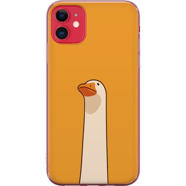 Kompatibelt Mobildeksel til Apple iPhone 11 Minimalistisk gåseillustrasjon på varm gul bakgrunn – humoristisk dyredesign i moderne og rolig cartoon-s