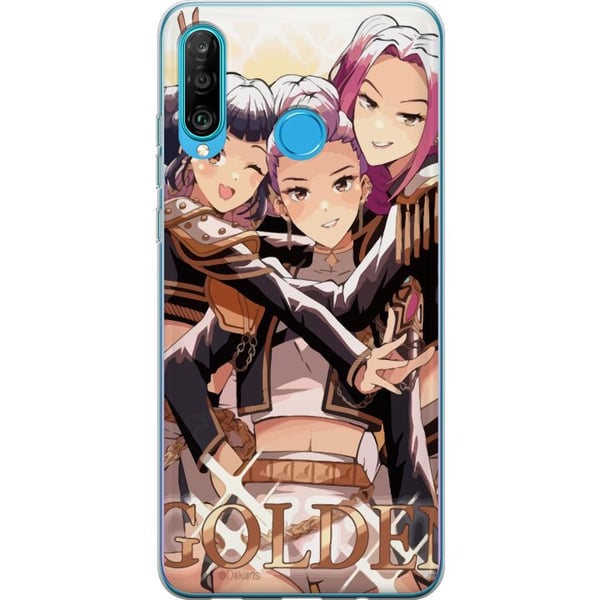 Kompatibelt Mobilskal till Huawei P30 lite K-Pop Demon Hunters guld och svart anime trio – kraftfull K-pop inspirerad e-sport design med detaljerade