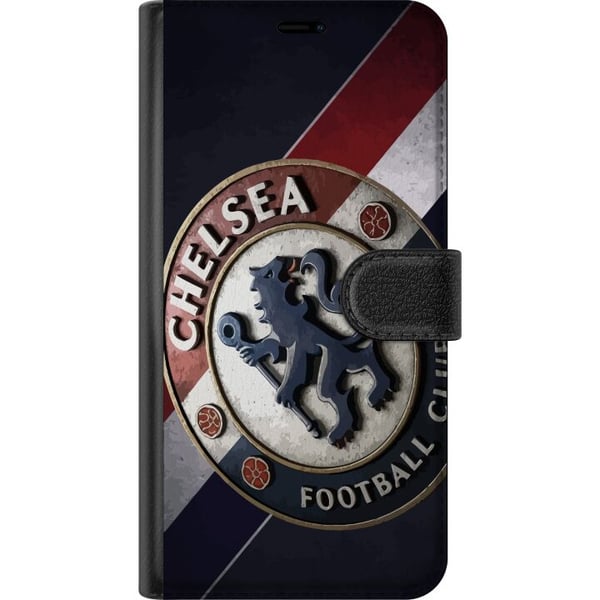 Yhteensopiva Lompakkokotelo Samsung Galaxy S21 Chelsea FC:n 3D-tyylinen tunnus, jossa on sinisiä, valkoisia ja punaisia yksityiskohtia, jotka luovat