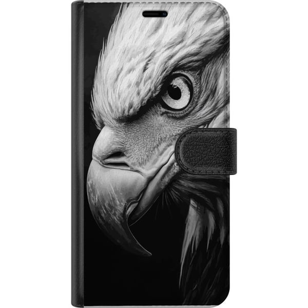 Kompatibelt Plånboksfodral till Samsung Galaxy A32 5G Örn porträtt realistisk närbild kraftfull eagle fågel djurmotiv stark wildlife illustration nat