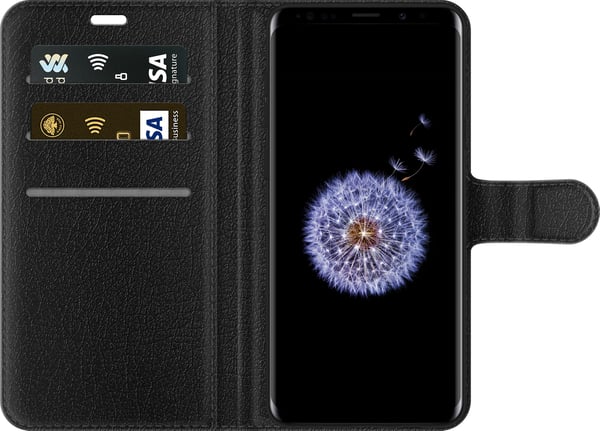 Kompatibelt Lommeboketui til Samsung Galaxy S9+ BTS kpop-logo lilla galakse plakat romdesign koreansk band ARMY-symbol stjernehimmel musikk fan art