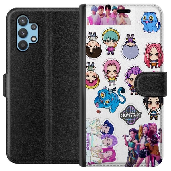 Kompatibelt Plånboksfodral till Samsung Galaxy A32 5G Huntrix och Saja Boys animeinspirerad energirik design med starka färger och modern japansk pop