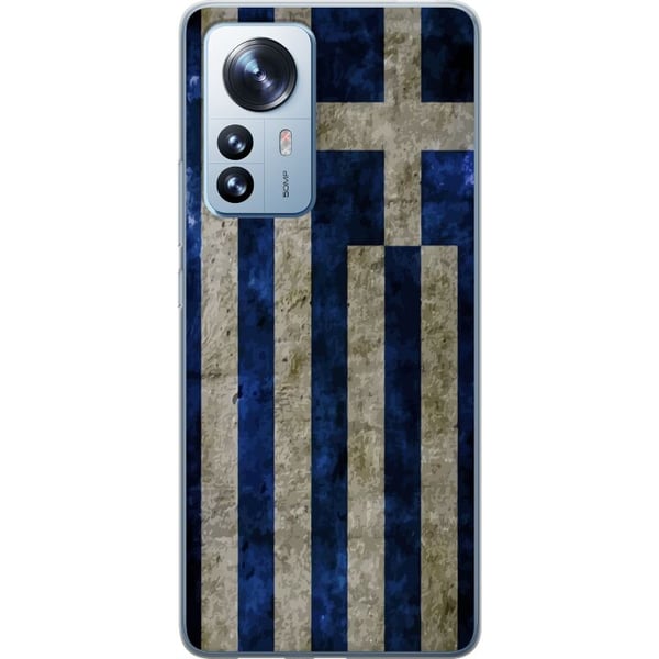 Kompatibelt Mobilskal till Xiaomi 12 Pro Greece Flag Art med blåvitt vintage mönster för den som älskar Grekland och klassisk design Kompatibelt Mobilskal till Xiaomi 12 Pro Greece Flag Art med blåvitt vintage mönster för den som älskar Grekland och klassisk design