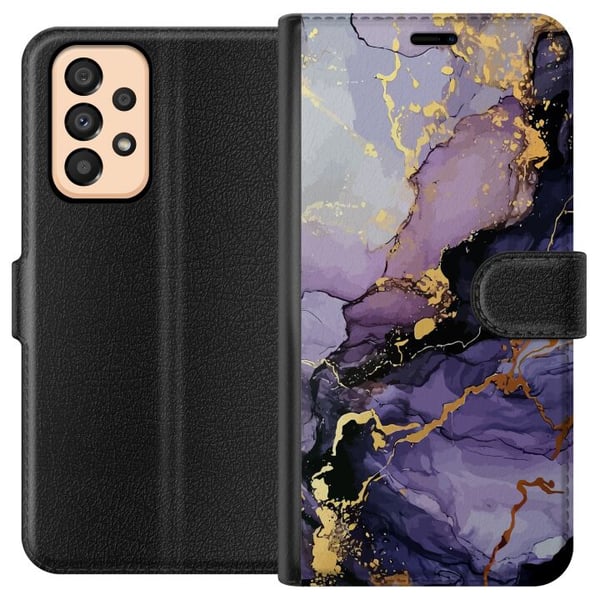 Yhteensopiva Lompakkokotelo Samsung Galaxy A33 5G Purppuranhohtoinen Marmori