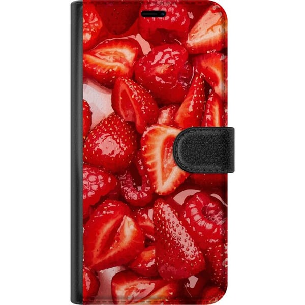 Kompatibelt Lommeboketui til Apple iPhone 13 mini Jordbærmønster - søtt motiv med sommerfølelse