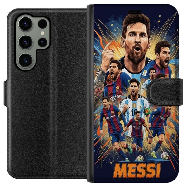 Kompatibel Tegnebogsetui til Samsung Galaxy S23 Ultra Messi-plakat Argentina Barcelona fodboldlegende GOAT verdensmesterskab nummer 10 fodboldspiller Kompatibel Tegnebogsetui til Samsung Galaxy S23 Ultra Messi-plakat Argentina Barcelona fodboldlegende GOAT verdensmesterskab nummer 10 fodboldspiller