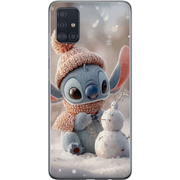 Kompatibel Mobilcover til Samsung Galaxy A51 Stitch snemand vinter sød blå alien kawaii jul hyggelig sne sød ferie bedårende plakat
