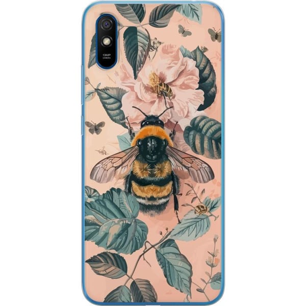 Kompatibel Mobilcover til Xiaomi Redmi 9A Humle på blomst i pastelfarver, smukt naturinspireret design, der formidler ro, energi og harmoni