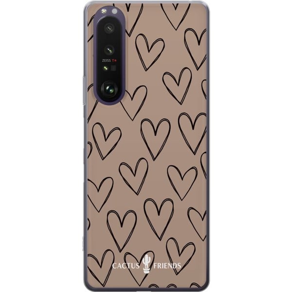 Kompatibel Mobilcover til Sony Xperia 1 III Kaktus og venner - Jordnære skitsehjerter