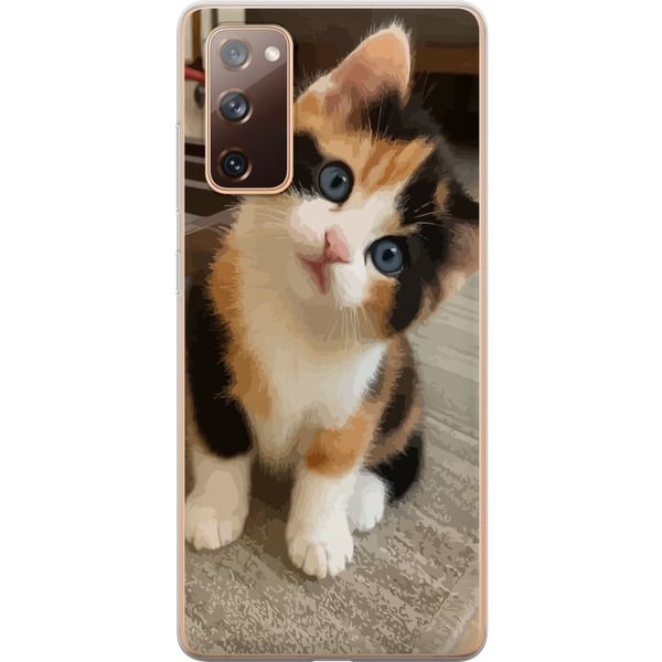 Yhteensopiva Puhelinkuori Samsung Galaxy S20 FE Kolmivärinen kissanpentu sinisillä silmillä, suloinen sisäympäristö ja hurmaava ilme, täydellinen kai