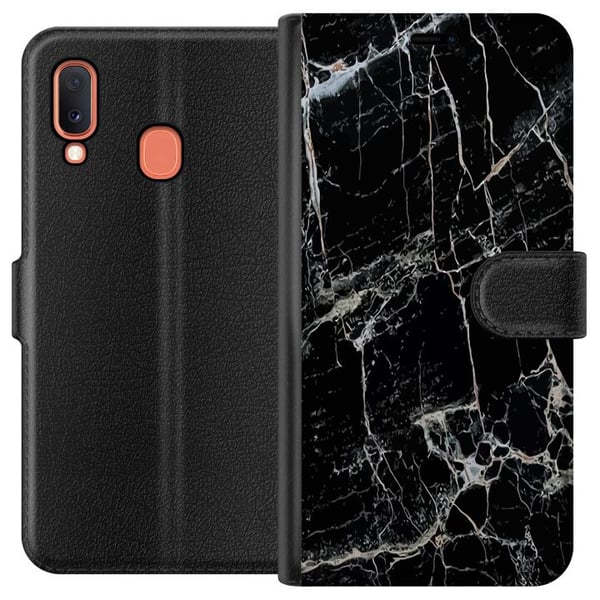 Kompatibelt Plånboksfodral till Samsung Galaxy A20e Marmor Svart Kompatibelt Plånboksfodral till Samsung Galaxy A20e Marmor Svart