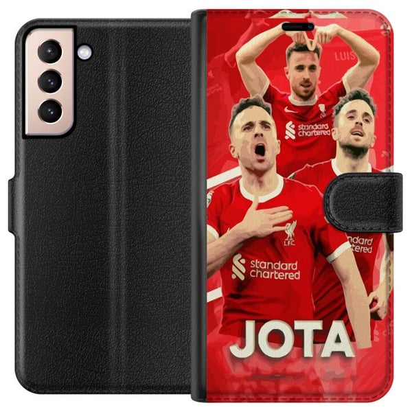 Kompatibelt Lommeboketui til Samsung Galaxy S21 Liverpool Jota plakat Portugal spiss angriper Premier League Reds fotball spiller klubb design kunst Kompatibelt Lommeboketui til Samsung Galaxy S21 Liverpool Jota plakat Portugal spiss angriper Premier League Reds fotball spiller klubb design kunst