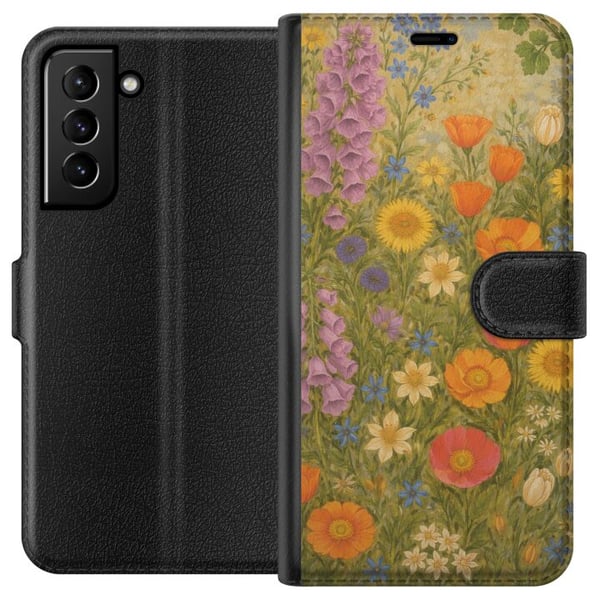 Kompatibelt Lommeboketui til Samsung Galaxy S21+ 5G Eng i full blomst med ville farger og nostalgisk følelse Kompatibelt Lommeboketui til Samsung Galaxy S21+ 5G Eng i full blomst med ville farger og nostalgisk følelse