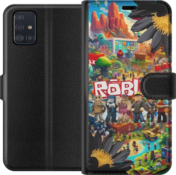 Kompatibelt Lommeboketui til Samsung Galaxy A51 Roblox-spillverden med populære karakterer, fargerike miljøer og eventyr – perfekt for barn og unge s