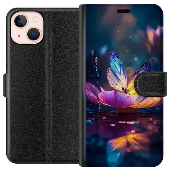 Kompatibelt Plånboksfodral till Apple iPhone 13 mini Fjäril Kompatibelt Plånboksfodral till Apple iPhone 13 mini Fjäril