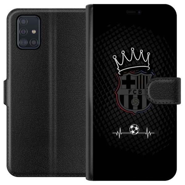 Kompatibelt Plånboksfodral till Samsung Galaxy A51 FC Barcelona Emblem Fotboll Motiv Blå Röd Klubblogo
