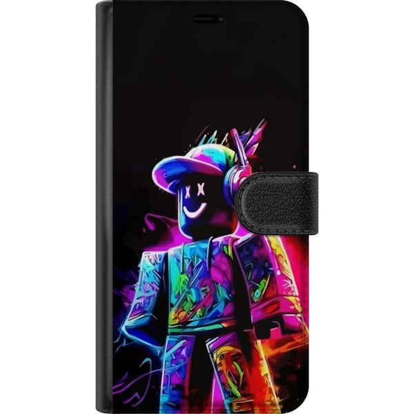 Kompatibelt Lommeboketui til Samsung Galaxy S10 Lite Roblox Neon Player Fargerik Roblox-figur i neonfarger mot svart bakgrunn i moderne gamingstil