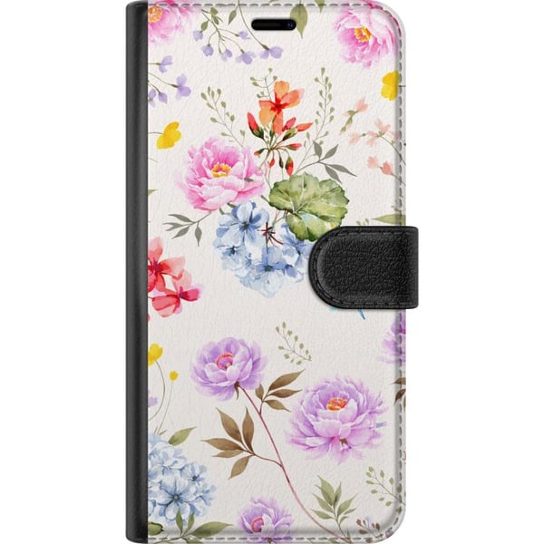 Kompatibel Tegnebogsetui til Apple iPhone 12 Blomstret mønster med håndmalede blomster, sommerfugle og insekter i romantisk skandinavisk stil, dekora