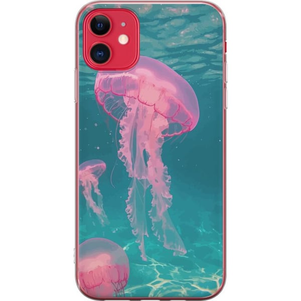 Kompatibelt Mobildeksel til Apple iPhone 11 Rosa maneter i klart blått hav magisk undervannsdesign med rolig drømmende følelse og pastellskimrende fa