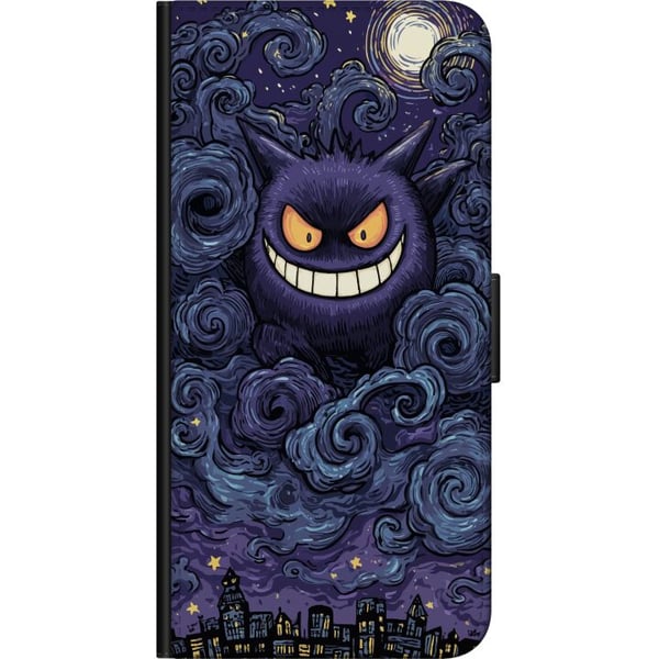 Kompatibelt Plånboksfodral till Samsung Galaxy A20s Pokémon Gengar illustration – Mörkt motiv med stjärnhimmel och stadskonst