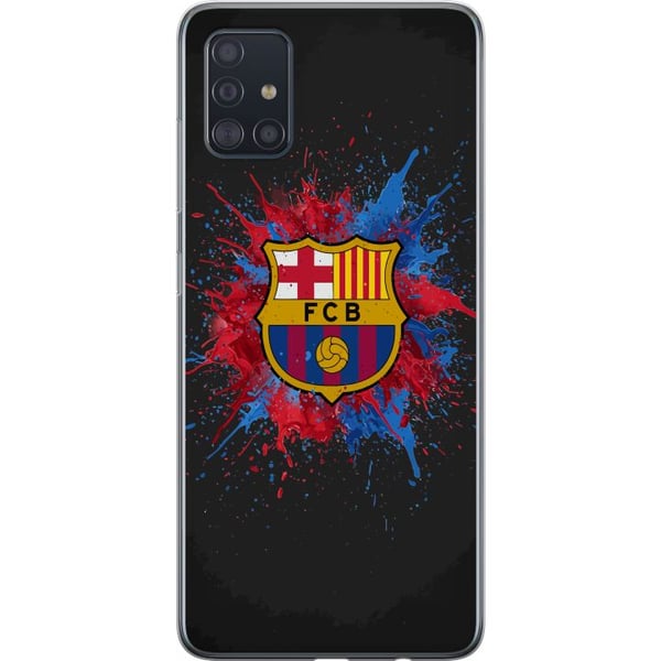 Yhteensopiva Puhelinkuori Samsung Galaxy A51 Barcelona Splash Art, jossa on FC Barcelonan tunnus sinisenä ja punaisena – täydellinen jalkapallofaneil