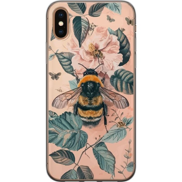 Kompatibelt Mobildeksel til Apple iPhone XS Humle på blomst i pastelltoner, vakkert naturinspirert design som formidler ro, energi og harmoni